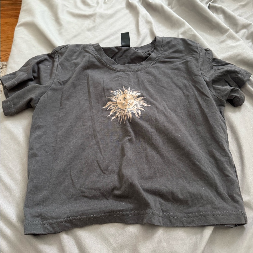 Gray T-Shirt with Sun Design